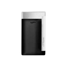ST Dupont Lighter Slim 7 Flat-Flame Torch - Black w Brushed Chrome Trim - Uk
