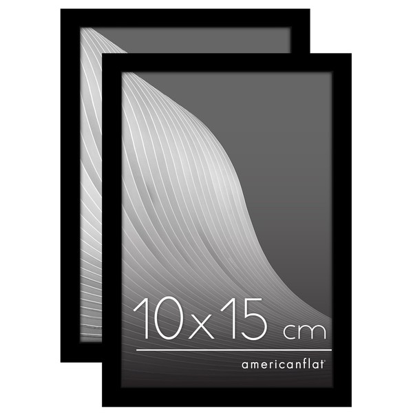 Bilderrahmen 10X15 Cm 2Er Set Fotorahmen Schwarz Mit StäNder Und AufhäNgung-image