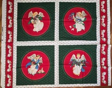 Vtg Cut & Sew Heavenly Angel Blocks Pillows/place Mats VIP Cranston Print