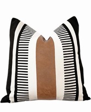 Farmhouse Stripe Euro Pillow Cover 26  x26  Large Accent Cushion Cover Faux Leath