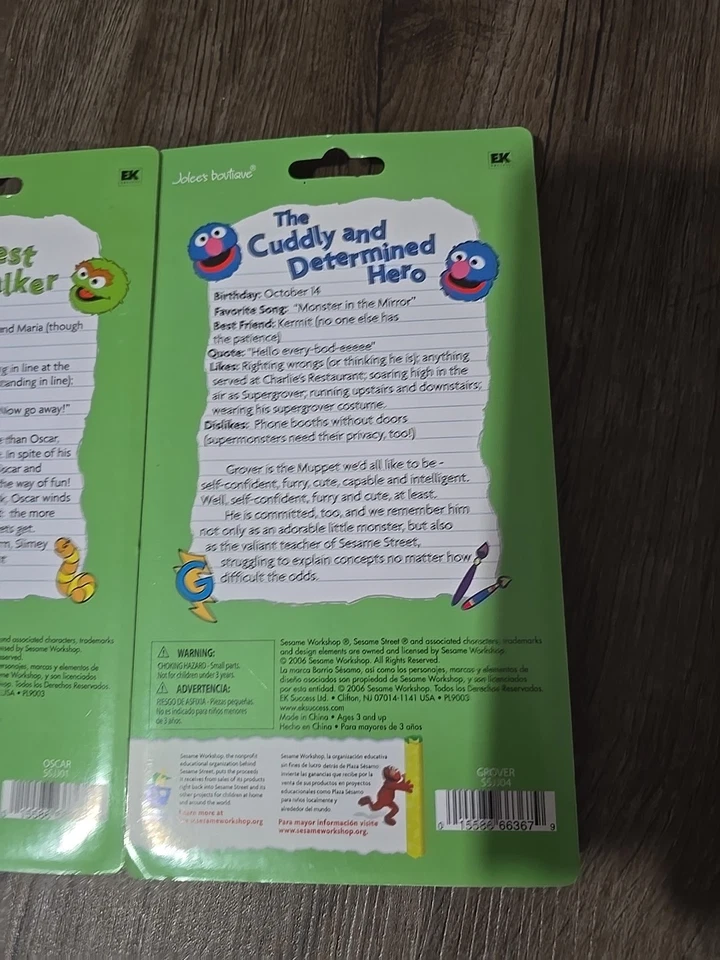 ¡GRANDE! JUEGO DE 4 PEGATINAS GRANDES JOLEE'S 3D. BIG BIRD, COOKIE MONSTER, GROVER, OSCAR Foto 4 de 4