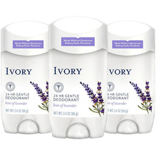 Ivory Gentle 24 HOUR Deodorant, Hint Of LAVENDER, 2.4 Oz Ea PACK OF 3
