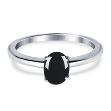 Oval Natural Black Onyx Cathedral Solitaire Ring 925 Sterling Silver