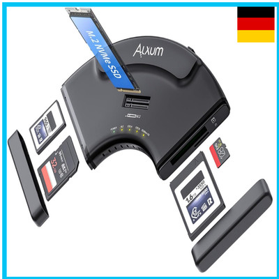 Alxum 5in1 USB C NVMe Adapter 10Gbps CFexpress SD Micro SD Plug Play
