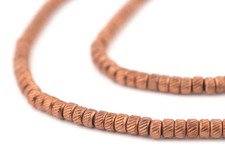 Copper Patterned Rondelle Beads 4mm Disk Large Hole 24 Inch Strand