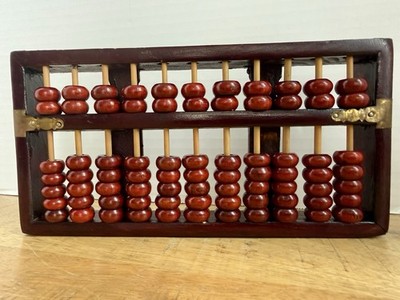 Cherry Color Wood Brass Abacus Diamond Brand Chinese Adornment