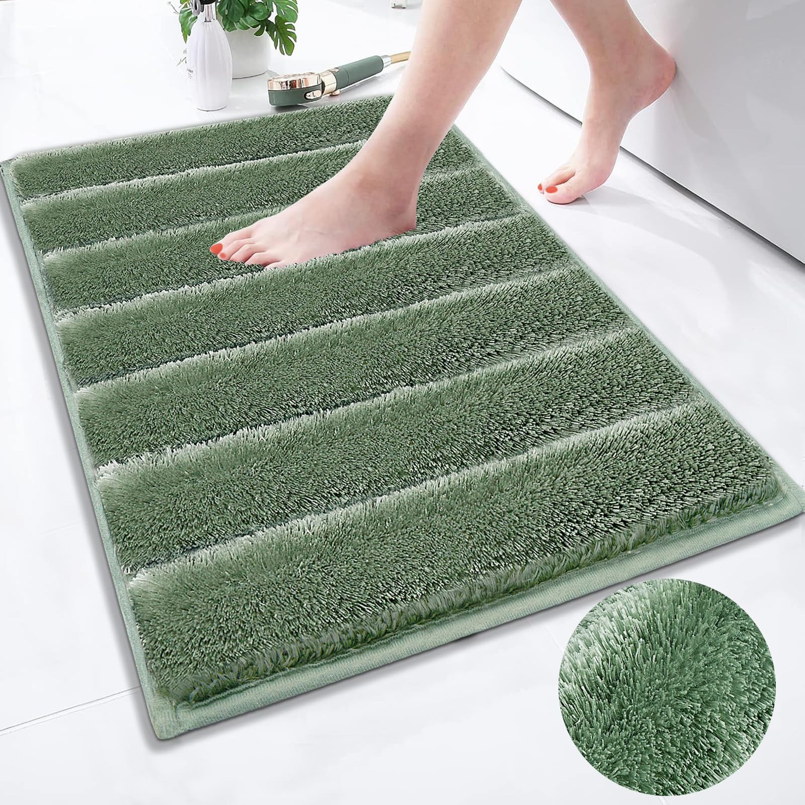 Luxury Ombre Bath Rugs Set with Non-Slip Grip and Ultra-Soft Water-Absorbent Bath Mat for Modern Bathrooms