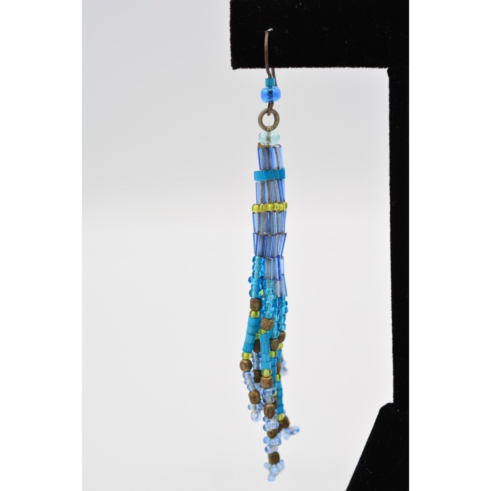 Statement Beaded Dangle Earrings Multi-Color Frin… - image 7
