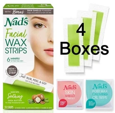 Nad's Facial Wax Strips Facial Hair Removal Shea Butter 4 Box Lot Self Care Gift