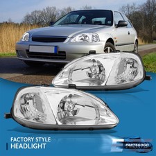 For 99-00 Honda Civic Ekejem Jdm Headlights Lamps Pair Leftright Chrome Clear For 99-00 Honda Civic Ekejem Jdm Headlights Lamps Pair Leftright Chrome Clear