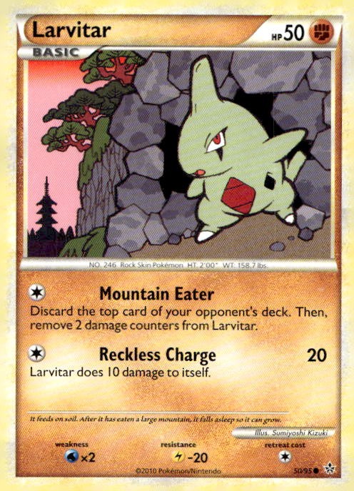 Larvitar 50/95 Common HGSS Unleashed Pokemon Lightly Played