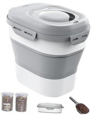 30-35 Lbs Dog Food Storage Container Collapsible Dog Food Container Light Grey