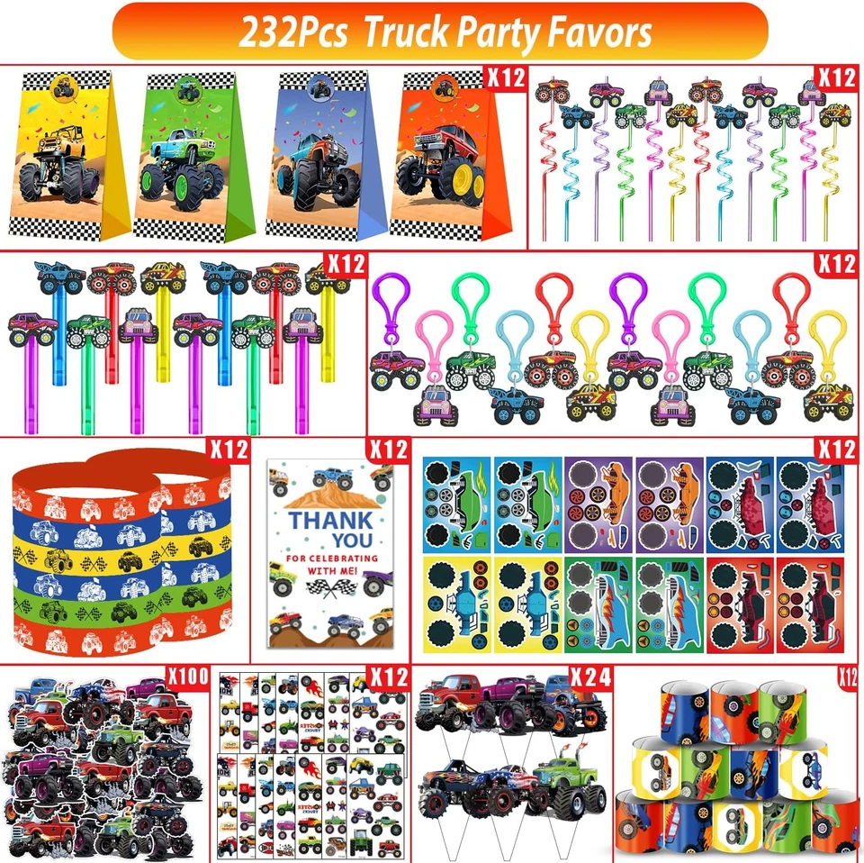 232 ШТ. Товары для Вечеринки Предпочтения для Грузовика Украшения для Дня Рождения Товары для Грузовика Вечеринки f - Изображение 3 из 4