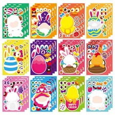 36 PCS Make a Face Stickers for Kids Make Your Own Stickers with Easter Chick...
