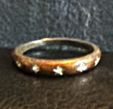 Gold Colour Band Ring Size U with Round White/Colourless Crystal Stones