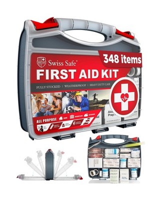 Swiss Safe 2-in-1 First Aid Kit for Car, Travel & Home, Businesses - Bonus Mi...