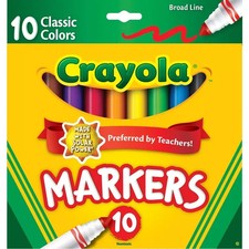 Crayola Markers - 10 Classic Colors In Each Pack -  50 PACKS   500 Markers