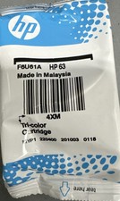 Genuine New HP 63 Tri-Color Ink Cartridge F6U61A OEM Sealed Bag