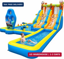 Inflatable Water Slide for Kids 3-12: Blow Up Backyard Water Park with 2 S