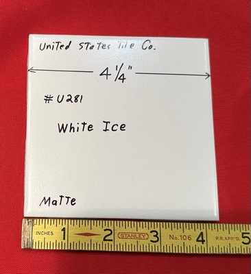 1 pc. White Ice: 4-1/4'' Matte Ceramic Tile by United States Tile Co. #U281, NEW