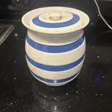 Vintage Staffordshire Blue And White Chef Ware Lidded Storage Container VGC  