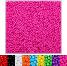 IOOLEEM Hot Pink Seed Beads, 4000 pcs 3mm Glass / 4000pcs,