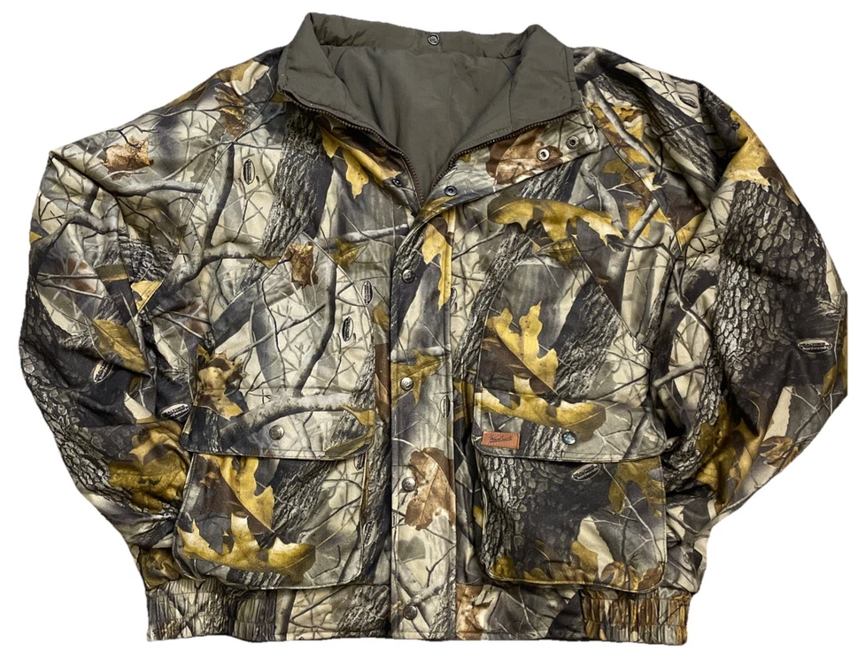 Vintage Woolrich Jacket Insulated Coat Camo Mossy Oak & Green Reversible Sz XL - Image 4 of 4