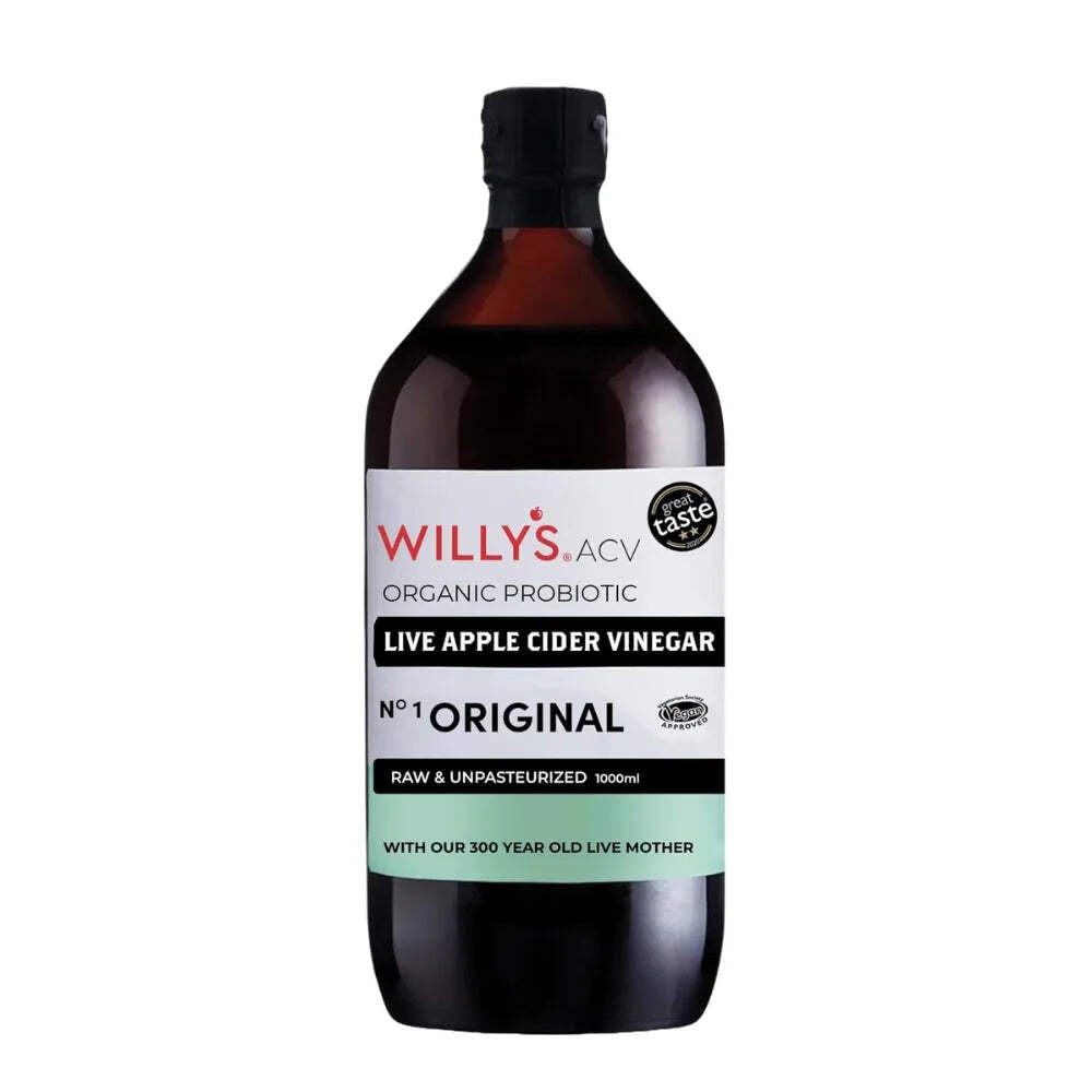Willy's Organic Original Apple Cider Vinegar 1 Litre Raw Unfiltered