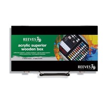 Reeves Large 35pc Acrylic Paint Superior Wooden Art Box Set