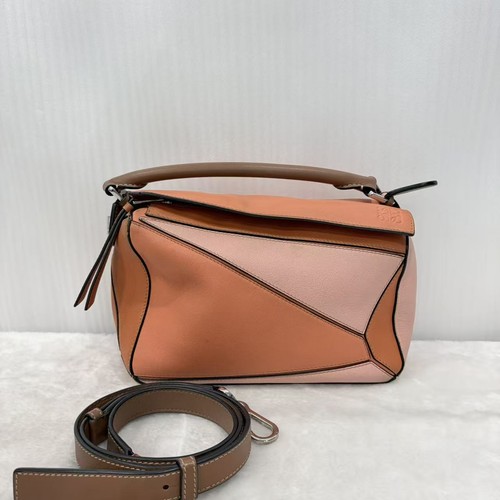 LOEWE Puzzle Small Bi-Color Orange & Pink Leather Crossbody Bag Auth