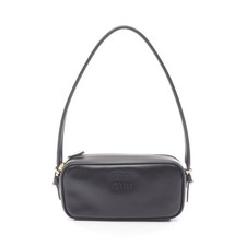 MIU MIU Pouch Handbag Leather Black with Removable Handle #RC1973