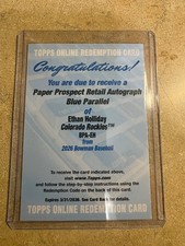 2026 Bowman - Ethan Holliday - Paper Prospect Auto Blue /150 (Redemption)