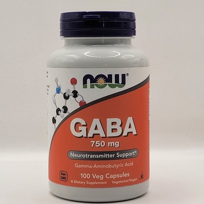 NOW Foods GABA 750mg (100 Veg Capsules) Neurotransmitter Support