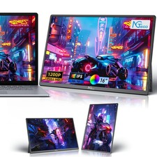 NGTeco 16" Extended Monitor Portable 1200P IPS, 360  Foldable Stand, USB-C HDMI