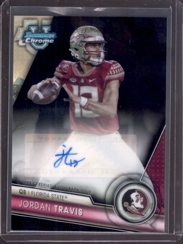 JORDAN TRAVIS 2023 Bowman Chrome U 1st Sapphire Black Refractor RC Auto #04/10