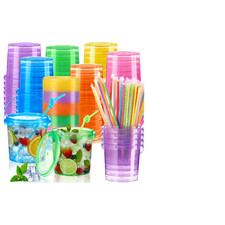 Funnymoom 48 Pack Plastic Rum Buckets For Drinks Straws Ice Cream Cocktail