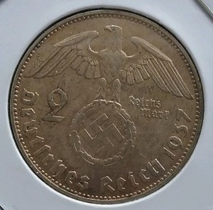 1937 J 2 Mark German Silver WWII Coin 3rd Reich Reichsmark Coin Combine