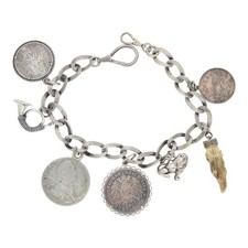 Trachten Charivari Kette 835 Silber, geschwärzt, Anhänger, Second Hand 25321748