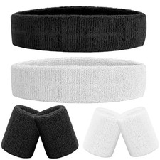 6 Pieces Sweatband Set Sports Headband Wristband Set, Moisture Wicking Athlet...