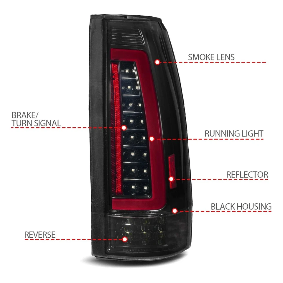 For Chevy Tahoe 95-00 Tail Lights Driver & Passenger Side Black/Smoke Sequential Foto 3 de 4