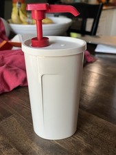 Tupperware Vintage Ketchup Pump Dispenser Container 640-26 Tan