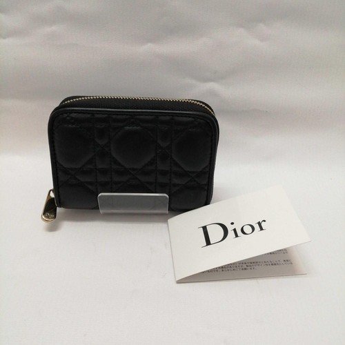 Christian Dior Cannage Black Coin Purse Coin Case Small Wallet Used From Japan