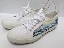 Ladies Superga Japanese Hokusai Great Wave Trainers Shoes 6/39.5  White VGC