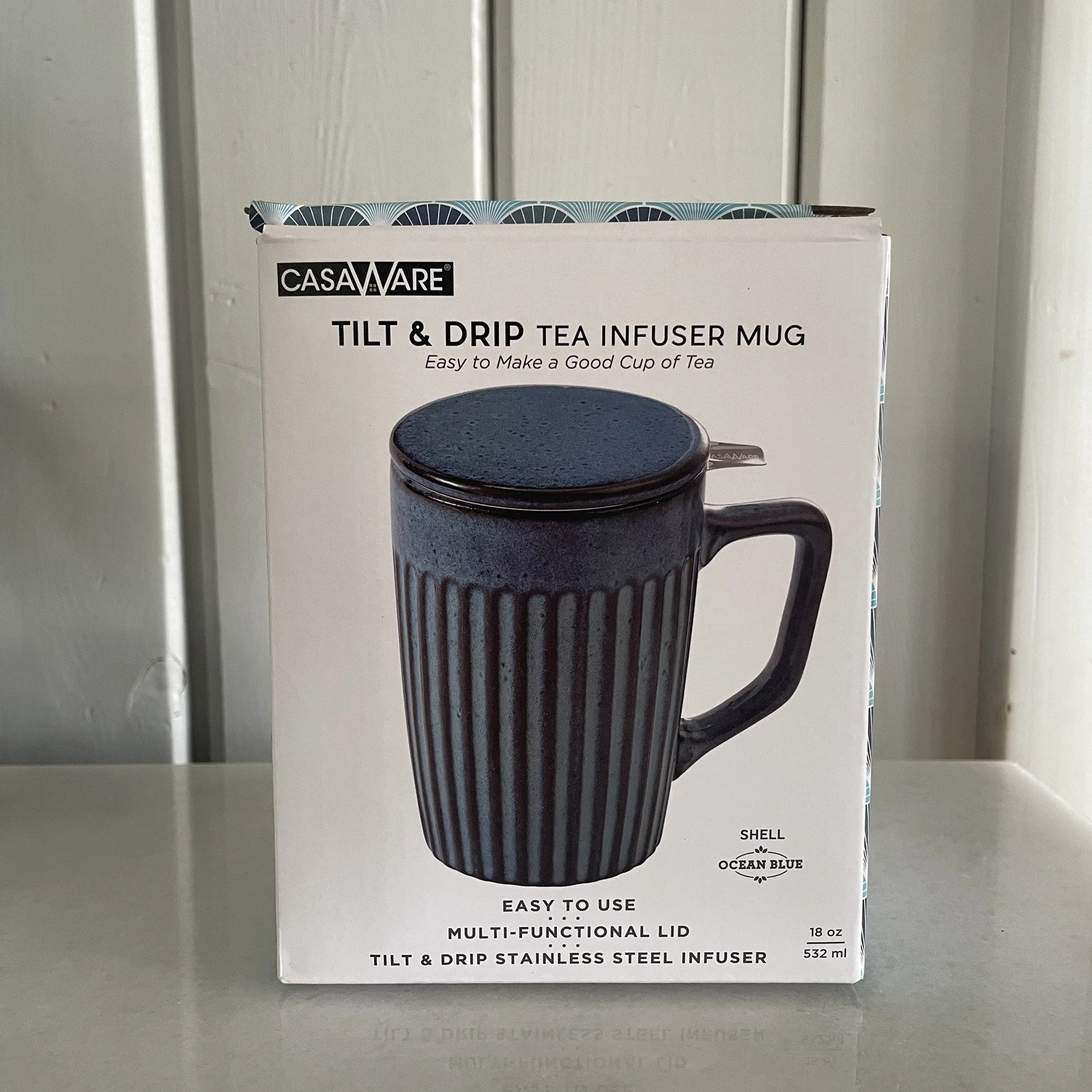 CasaWare Tilt & Drip Tea Infuser Mug 18 oz Ocean Blue New in Box
Opens in a new window or tab