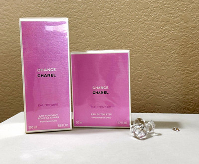 CHANEL CHANCE EAU TENDRE EAU DE TOILETTE 1.7 FL OZ & BODY MOISTURE 6.8 FL OZ