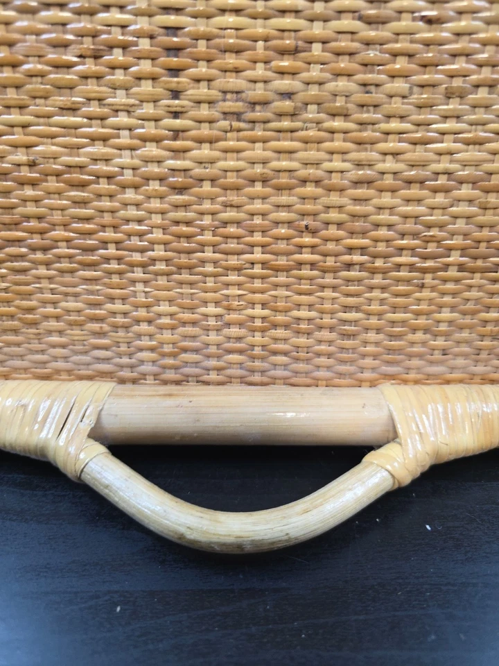 Bamboo Rattan Folding Serving Tray Boho Decor 21" - Image 4 of 4