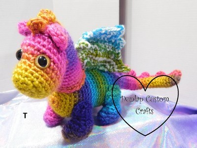 Crochet winged Dragon, Handmade Rainbow/Yellow/Orange/Pink/Blue/Green/White