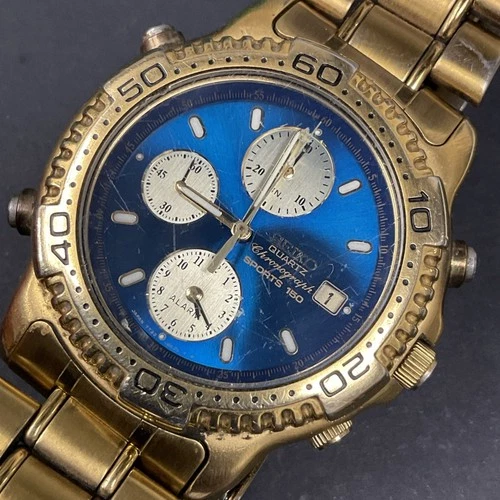 Vintage Seiko 7T32-6C09 Sport 150 Chronograph Men's Wrist Watch FOR PARTS OR REP