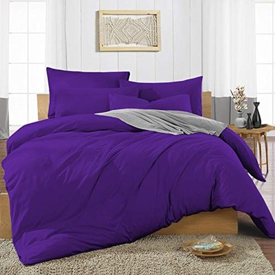 Gracious Egyptian Cotton 1000TC 3 PCs Duvet Set Cal King Size Purple Solid