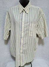Puritan Mens Shirt Size L Large 42/44 Yellow Blue Striped